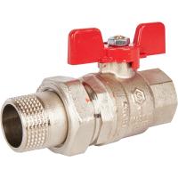 STOUT  Кран шаровой полнопроходной с американкой, ВР/НР, ручка бабочка 1 (EPDM)
