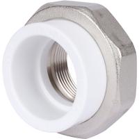 Политэк Политэк White fittings 50х1 1/2 Муфта разъемная с внутренней резьбой для полипропиленовых труб под сварку (цвет белый)