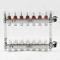 Коллекторная группа из нержавеющей стали с термостатическими вентилями и расходомерами UNI-FITT 1x3/4ЕК 7 выходов