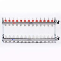 Коллекторная группа из нержавеющей стали с термостатическими вентилями и расходомерами UNI-FITT 1x3/4ЕК 13 выходов