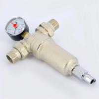 Фильтр промывной с манометром, с разъемными соединениями, латунной колбой TIEMME 3/4