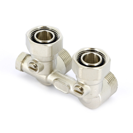 Узел радиаторный со встроенными кранами НВ UNI-FITT угловой 3/4EK х 3/4EK с байпасом