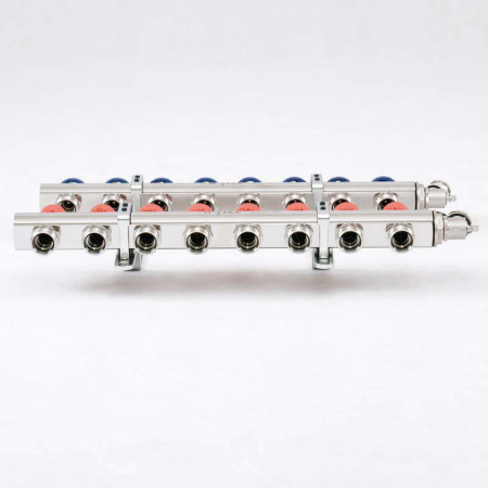 Коллекторная группа с балансировочными и термостатическими вентилями UNI-FITT 1x3/4ЕК 8 выходов