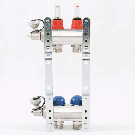 Коллекторная группа с расходомерами и термостатическими вентилями UNI-FITT 1x3/4ЕК 2 выхода