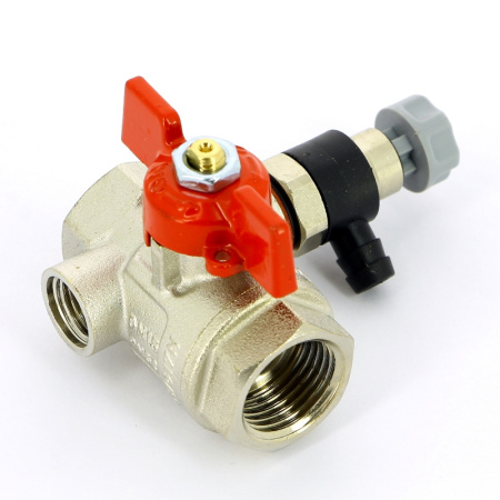 Кран шаровой ВВ с дренажным вентилем UNI-FITT 1/2 заглушка 1/4 бабочка