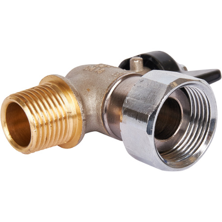 STOUT  Кран шаровой с накидной гайкой угловой, НР/накидная гайка, ручка бабочка 1/2x3/4