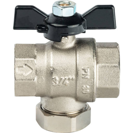 STOUT  Кран шаровой с фильтром 3/4 (ручка-бабочка)