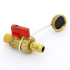 Кран шаровой сливной UNI-FITT НН 3/8 x 3/4 со штуцером и заглушкой, флажок красный металл
