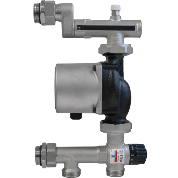 STOUT  SDG-0120-005011 STOUT Насосно-смесительный узел с термостатическим клапаном 20-55°C, с насосом UPSO 25-65, 130 mm