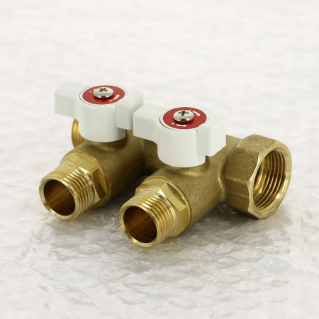 Коллектор НВ 3/4 с кранами UNI-FITT 2 выхода 1/2Н 40мм