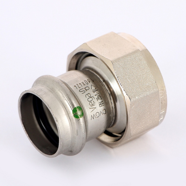 Муфта пресс-В с накидной гайкой и плоской прокладкой нержавеющая сталь Sanpress Inox VIEGA 28х11/4