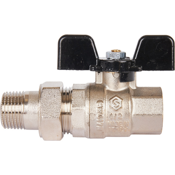 STOUT  Кран шаровой полнопроходной, ВР/НР, ручка бабочка 1/2, американка