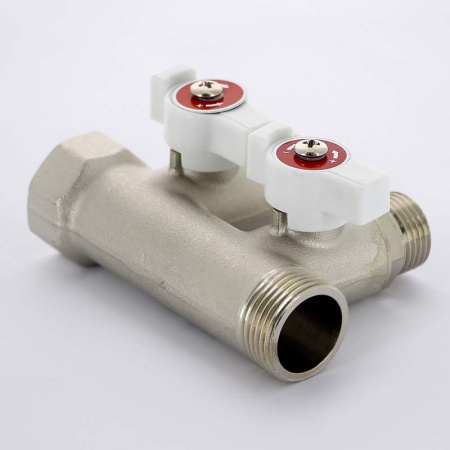 Коллектор НВ 3/4 с кранами никелированный UNI-FITT 2 выхода 1/2Н 40мм