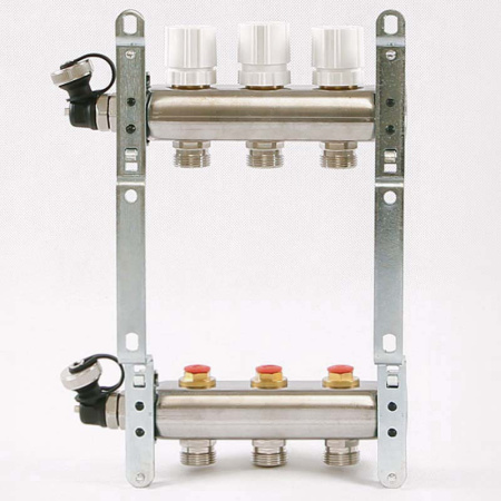 Коллекторная группа из нержавеющей стали с регулировочными и термостатическими вентилями UNI-FITT 1x3/4ЕК 3 выхода