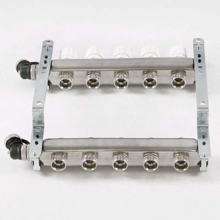 Коллекторная группа из нержавеющей стали с регулировочными и термостатическими вентилями UNI-FITT 1x3/4ЕК 5 выходов