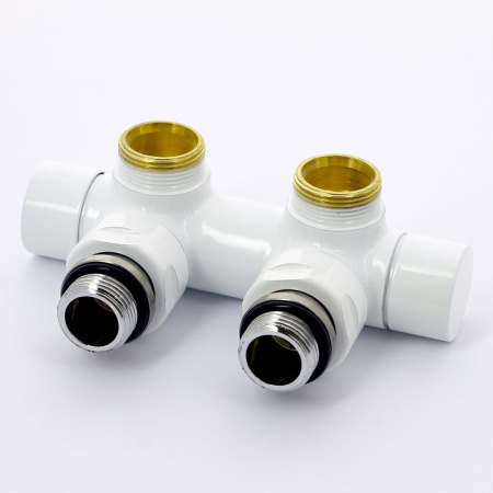 Узел ручной угловой Carlo Poletti с запорным клапаном без байпаса V48100EESB цвет белый