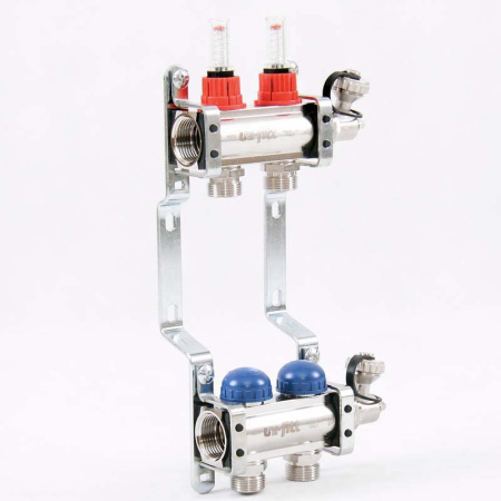 Коллекторная группа с расходомерами и термостатическими вентилями UNI-FITT 1x3/4ЕК 2 выхода