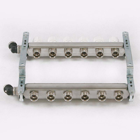 Коллекторная группа из нержавеющей стали с регулировочными и термостатическими вентилями UNI-FITT 1x3/4ЕК 6 выходов