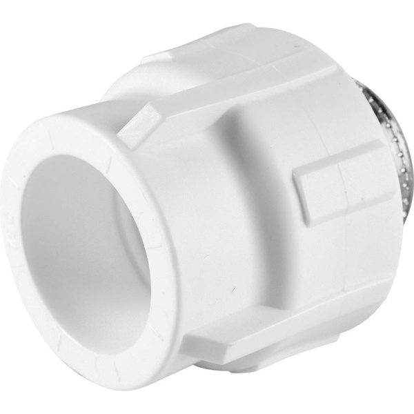 Политэк  32х1 Муфта комбинированная наруж. резьба для полипропиленовых труб под сварку (цвет белый)