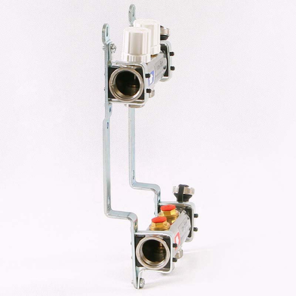 Коллекторная группа из нержавеющей стали с регулировочными и термостатическими вентилями UNI-FITT 1x3/4ЕК 2 выхода