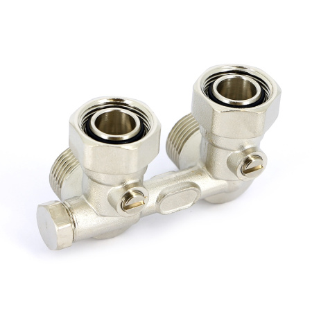 Узел радиаторный со встроенными кранами НВ UNI-FITT угловой 3/4EK х 3/4EK с байпасом