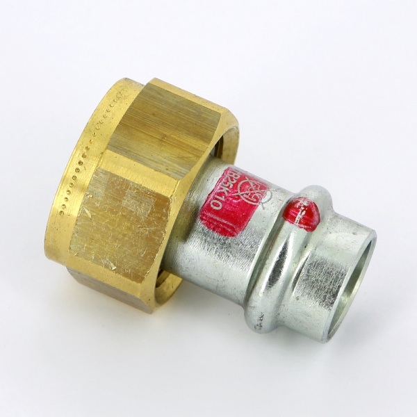 Муфта пресс-В с накидной гайкой и плоской прокладкой оцинкованная сталь Prestabo VIEGA 15х3/4