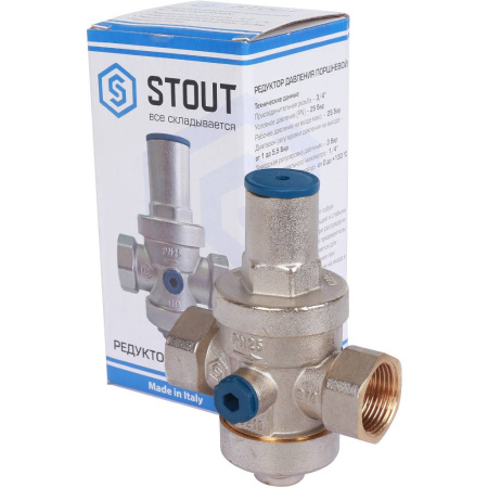 STOUT  Редуктор давления PN25 вн/вн 3/4 с выходом под манометр