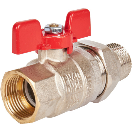 STOUT  Кран шаровой полнопроходной с американкой, ВР/НР, ручка бабочка 1 (EPDM)