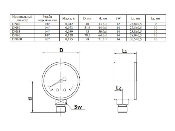 Манометр Watts F+R200 50/16, радиальный
