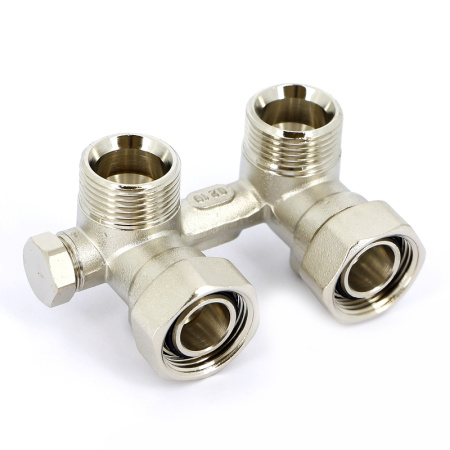 Узел радиаторный со встроенными кранами НВ UNI-FITT угловой 3/4EK х 3/4EK с байпасом