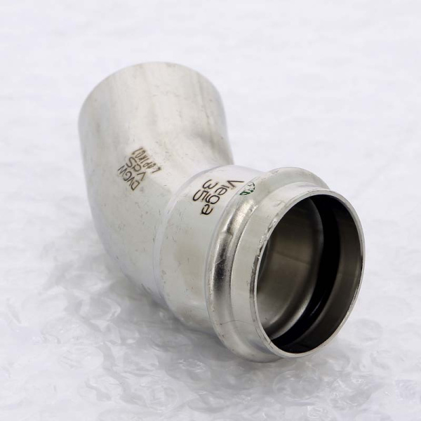 Угол-вставка пресс 45 град. нержавеющая сталь Sanpress Inox VIEGA 35