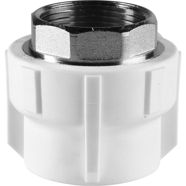 Политэк  40x1 1/4 Муфта комбинированная под шестигранник внутр. резьба для полипропиленовых труб под сварку (цвет белый)