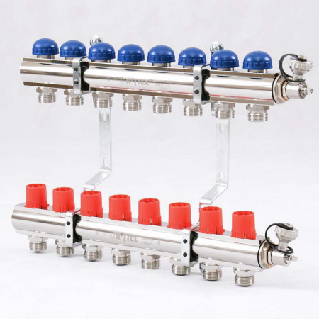 Коллекторная группа с балансировочными и термостатическими вентилями UNI-FITT 1x3/4ЕК 8 выходов