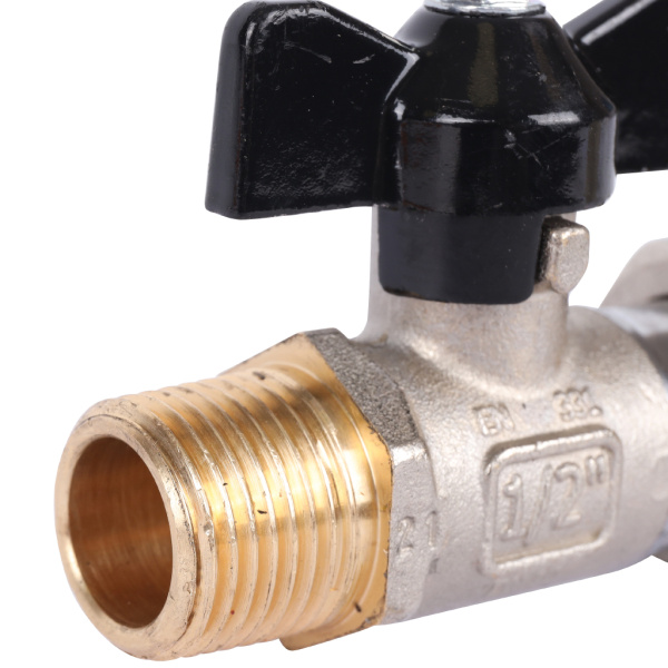 STOUT  Кран шаровой с накидной гайкой, НР/накидная гайка, ручка бабочка 1/2x3/4