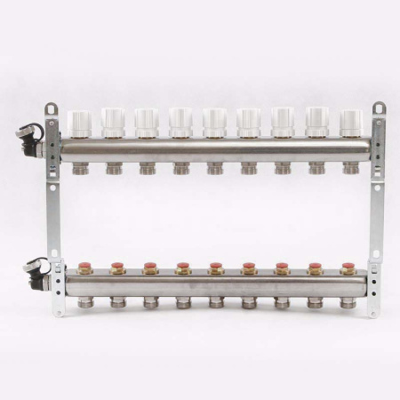 Коллекторная группа из нержавеющей стали с регулировочными и термостатическими вентилями UNI-FITT 1x3/4ЕК 9 выходов