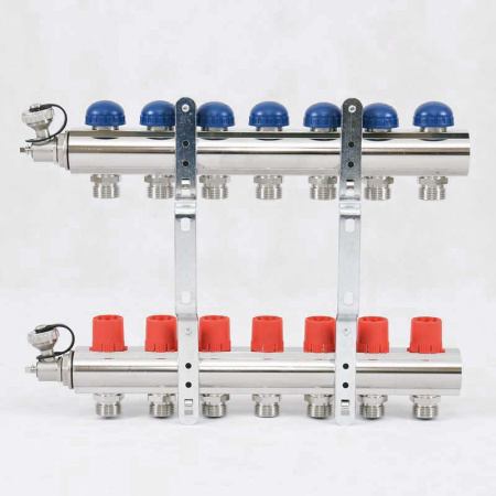Коллекторная группа с балансировочными и термостатическими вентилями UNI-FITT 1x3/4ЕК 7 выходов