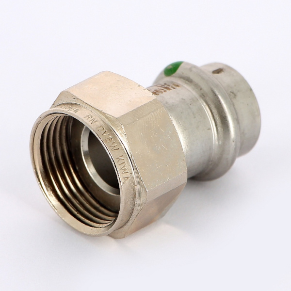 Муфта пресс-В с накидной гайкой и плоской прокладкой нержавеющая сталь Sanpress Inox VIEGA 18x3/4