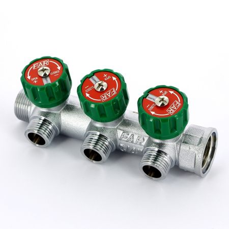 Коллектор НВ 3/4 FAR 3 выхода 1/2 Н 45 мм плоская прокладка