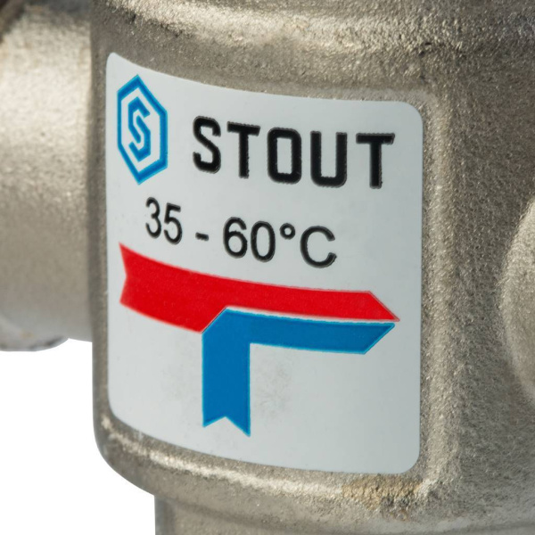 STOUT  Термостатический смесительный клапан для систем отопления и ГВС  3/4 НР   35-60°С KV 1,6
