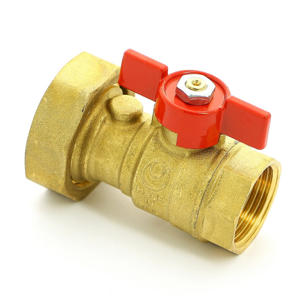 Кран шаровой ВВ 1 UNI-FITT х 1 1/2 с накидной гайкой обратным клапаном и уплотнением