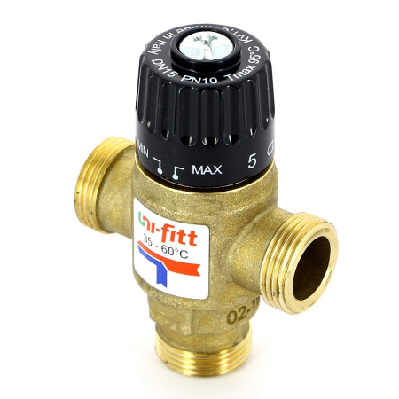 Клапан Н термосмесительный UNI-FITT 3/4 35-60˚С, смешение боковое, латунный