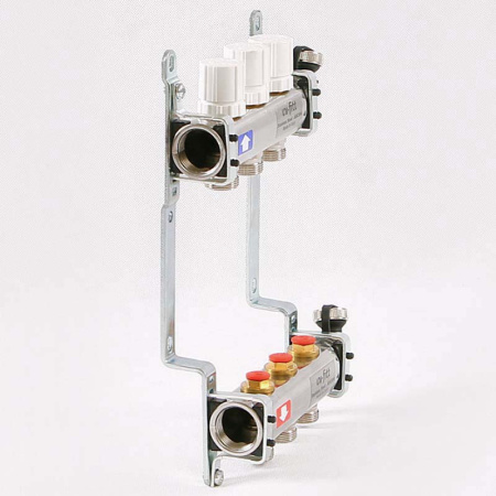 Коллекторная группа из нержавеющей стали с регулировочными и термостатическими вентилями UNI-FITT 1x3/4ЕК 3 выхода