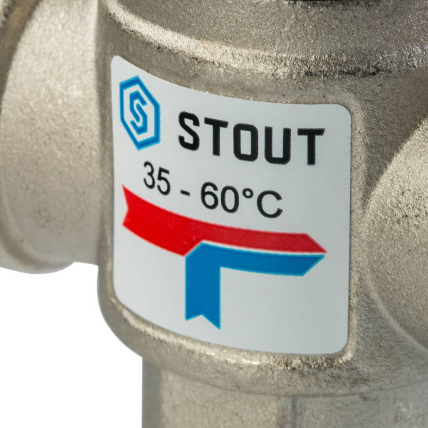 STOUT  Термостатический смесительный клапан для систем отопления и ГВС 3/4  ВР   35-60°С KV 1,6
