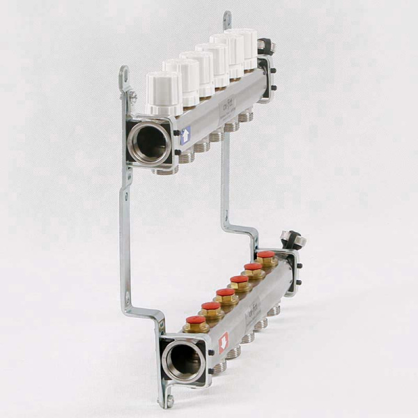 Коллекторная группа из нержавеющей стали с регулировочными и термостатическими вентилями UNI-FITT 1x3/4ЕК 6 выходов Коллекторная группа из нержавеющей стали с регулировочными и термостатическими вентилями UNI-FITT 1x3/4ЕК 6 выходов