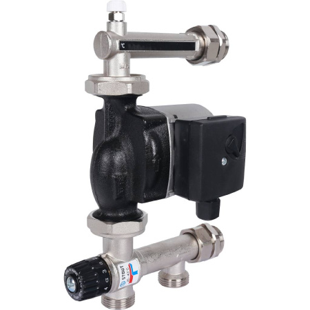 STOUT  Насосно-смесительный узел с термостатическим клапаном 20-43°C жидкокристаллическим термометром, с насосом UPSO 25-65, 130 mm