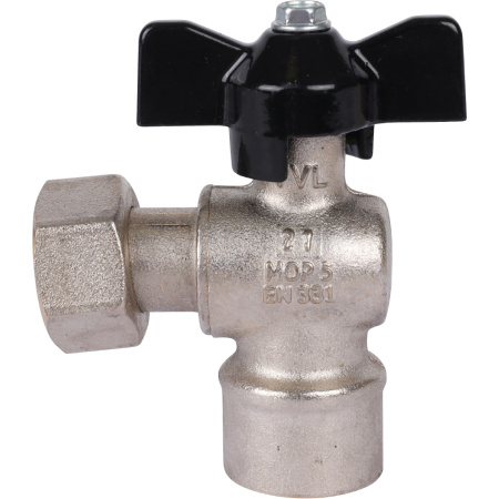 STOUT  Кран шаровой с накидной гайкой угловой, ВР/накидная гайка, ручка бабочка 1/2x1/2