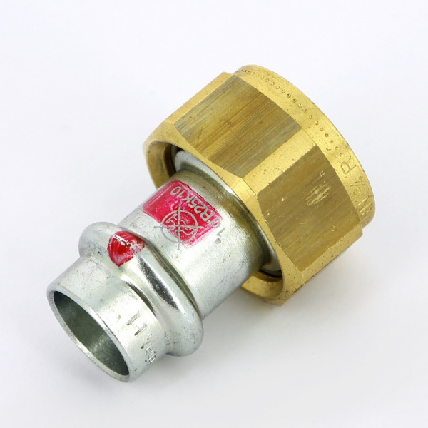 Муфта пресс-В с накидной гайкой и плоской прокладкой оцинкованная сталь Prestabo VIEGA 15х3/4