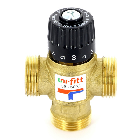 Клапан Н термосмесительный UNI-FITT 1 35-60°С, Kvs 2,5 смешение боковое