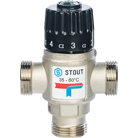 STOUT  Термостатический смесительный клапан для систем отопления и ГВС  3/4 НР   35-60°С KV 1,6