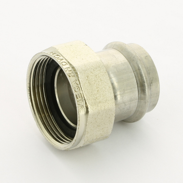 Муфта пресс-В с накидной гайкой и плоской прокладкой нержавеющая сталь Sanpress Inox VIEGA 35х11/2